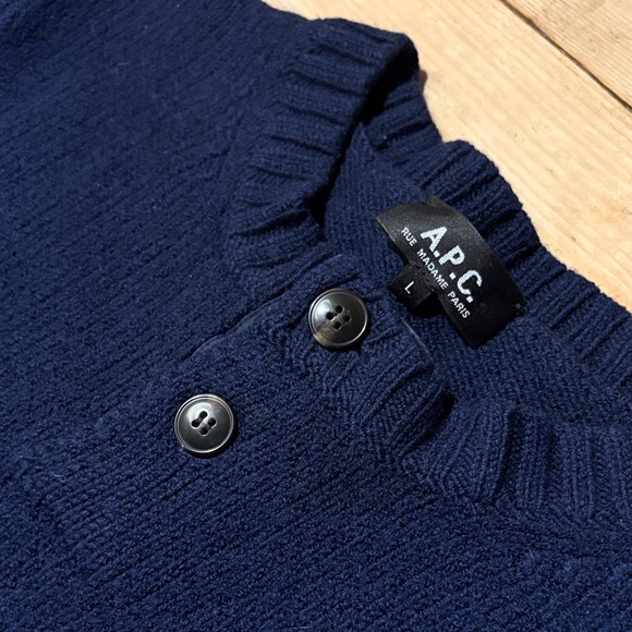 A.P.C. Men's Deep Blue Crewneck Sweater - Picture 3 of 6